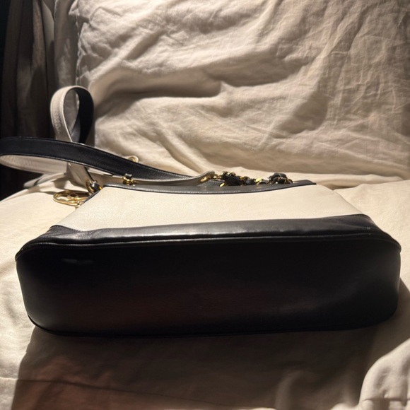 Vintage CC Lambskin Leather Chain Shopping Tote Bag Black/white - Picture 10 of 16